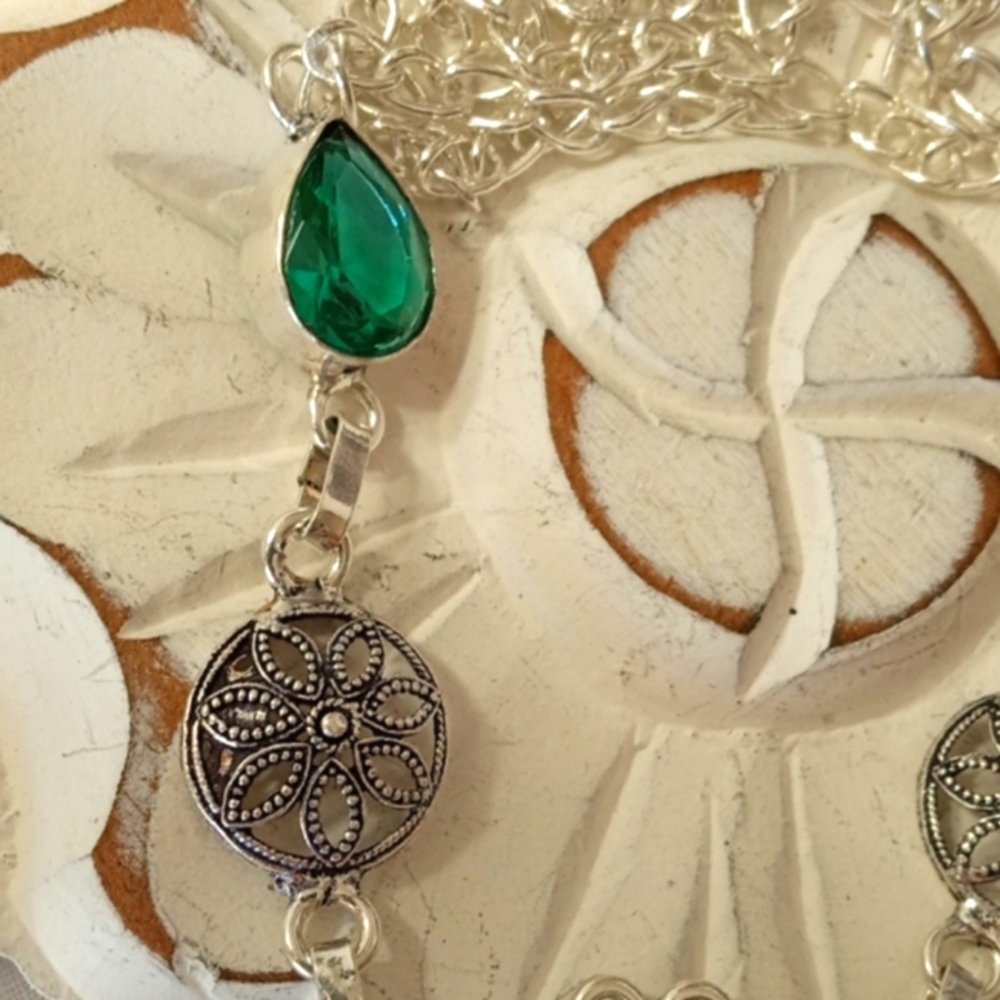 STERLING SILVER COPPER LAPIS LAZULI, TOURMALINE GEMSTONE NECKLACE - Picture 4 of 4